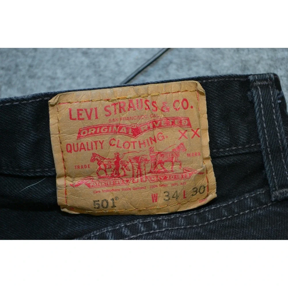 VTG Levis 501 Jeans Mens 32x29‎ Black Button Straight Original Denim Tag(34x30)